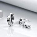 wholesale 925 Sterling Silver Black Celtic Knot Huggie Hoop Earrings for Men - Vintage Gothic Punk Style Jewelry 4g Diameter-0-3