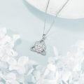 wholesale 925 Sterling Silver Opal Triquetra Celtic Knot Pendant Necklace for Women - Wiccan Jewelry-0-2