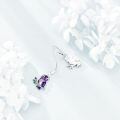 wholesale 925 Sterling Silver Purple Enamel Owl Drop Earrings for Women-0-5