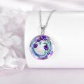 wholesale 925 Sterling Silver Purple Tulips Necklace with Moonstone and Crystal Cross Flower Jewelry for Mother's Day Gifts-0-3