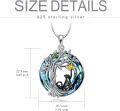 wholesale 925 Sterling Silver Cat & Tree of Life Blue Crystal Pendant Necklace-0-3