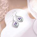 wholesale 925 Sterling Silver Purple Tulips Drop Earrings with Green Leaves and Teardrop Shape-0-2