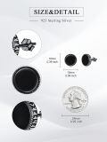 wholesale 925 Sterling Silver Round & Oval Black Onyx Studs with Norse Runes Pagan Viking Jewelry for Men Women-0-4