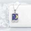 wholesale 925 Sterling Silver Lapis Lazuli Moon Star Wave Pendant Necklace-0-3