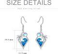 wholesale 925 Sterling Silver Ocean Wave Palm Tree Dangle Earrings with Blue Enamel and Moonstone Accents-0-3