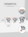 wholesale 925 Sterling Silver Highland Cow Head Bow Tie Flower Stud Earrings - Mother's Day Gift-0-4