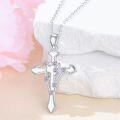 wholesale 925 Sterling Silver Purple Crystal Star and Stone Decorated Zodiac Constellation Cross Pendant Necklace-0-3