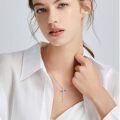 wholesale 925 Sterling Silver Dragonfly Faith Cross Pendant Necklace Platinum Plated Enamel Wings Jewelry For Women-0-5