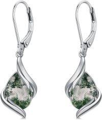 wholesale 925 Sterling Silver Black Onyx Tear Drop Dangle Earrings for Women Fine s-Moss Agate