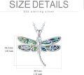 wholesale 925 Sterling Silver Abalone Shell Inlay Dragonfly Pendant Necklace with Extender Chain - For Women (Blue)-0-5