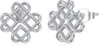 wholesale 925 Sterling Silver Celtic Knot Tree of Life Heart Stud Earrings - Irish  for Women-Celtic Style-2