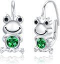 wholesale 925 Sterling Silver Frog Green Crystal Ear Cuffs for Kids Animal Themed  Set-0-0