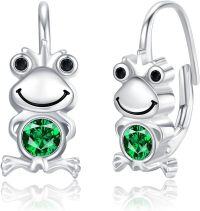 wholesale 925 Sterling Silver Frog Green Crystal Ear Cuffs for Kids Animal Themed  Set-Frog Hoops