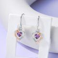 TOUPOP Sterling Silver Amethyst Heart Butterfly Earrings-0-3