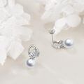 wholesale 925 Sterling Silver Heart-shaped Pearl Drop Earrings Wholesale With Cubic Zirconia-0-2