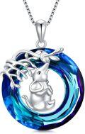 wholesale TOUPOP Elephant Gifts For Women Sterling Silver Animal Elephant Pendant Necklace With Blue Cirlce Crystal Jewelry For Women Gifts -0-0