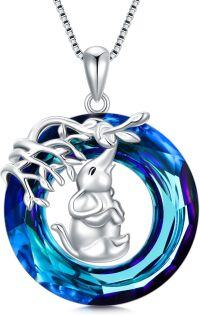wholesale TOUPOP Elephant Gifts For Women Sterling Silver Animal Elephant Pendant Necklace With Blue Cirlce Crystal Jewelry For Women Gifts -undefined