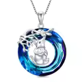 TOUPOP Sterling Silver Blue Crystal Elephant Pendant Necklace For Women-0-0