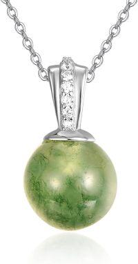 wholesale 925 Sterling Silver Green Moss Agate Pendant Necklace for Women-Moss Agate