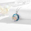 wholesale 925 Sterling Silver Blue Crystal Unicorn Flower Pendant Necklace s for Women-0-2