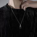 wholesale 925 Sterling Silver Lion Head Black Onyx Pendant Necklace For Men-0-4