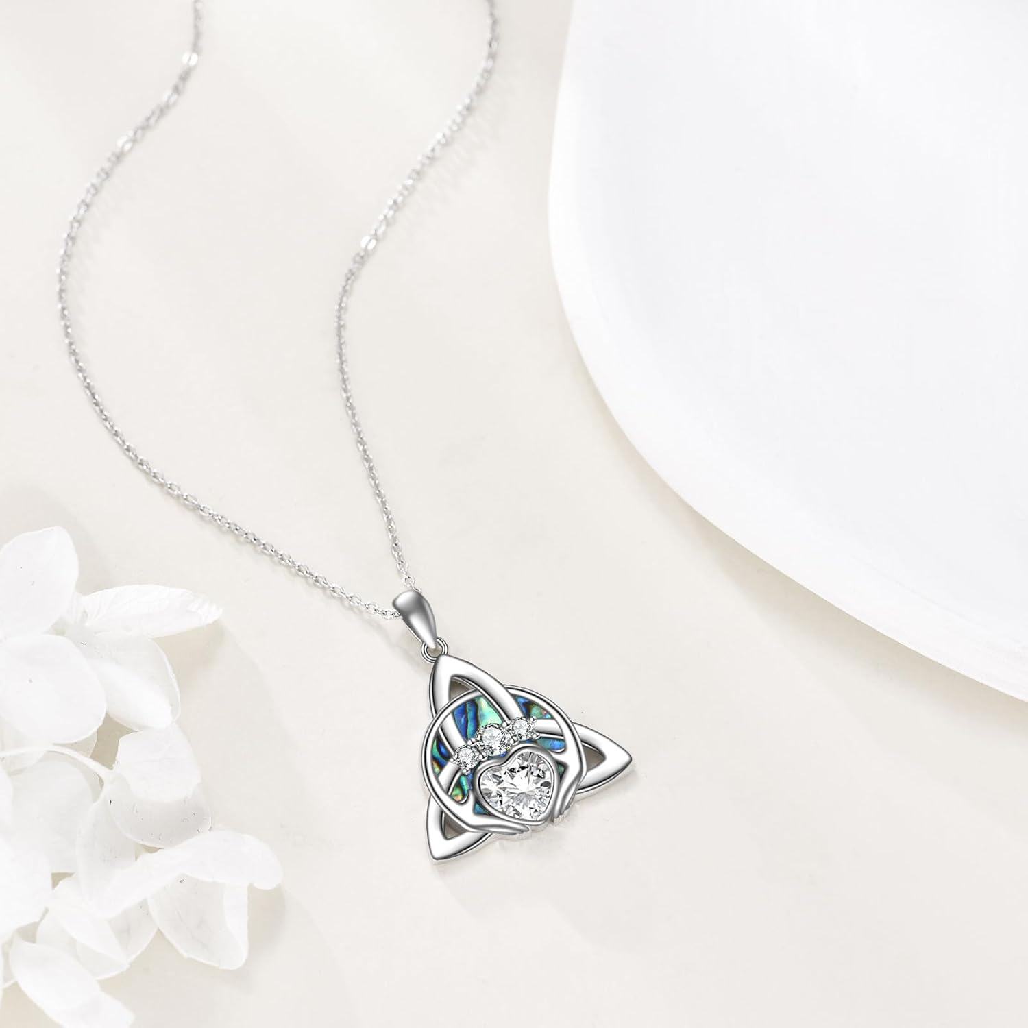 Sterling Silver Celtic Knot Trinity Necklace Irish Good Luck Jewelry-0-3