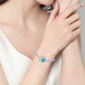 wholesale 925 Sterling Silver Heart-Shaped Turquoise and Cubic Zirconia Adjustable Bolo Bracelet for Women's Gifts-0-8