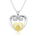 wholesale 925 Sterling Silver Two Tone Heart Pendant Necklace With Lab Created Moissanite For Women-0-0