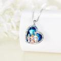 wholesale 925 Sterling Silver Heart-Shaped Abalone Shell Pendant Necklace with Crystals - Sister Gift for Women's Birthdays & Motherâs Day-0-7