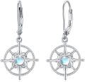 wholesale 925 Sterling Silver Moonstone Opal Turquoise Moss Agate Drop Earrings with Compass Design Leverbacks for Women-0-0