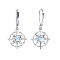wholesale 925 Sterling Silver Moonstone Compass Earrings-Compass