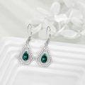 wholesale 925 Sterling Silver Teardrop Green Crystal Drop Leverback Earrings for Women Valentines Day Gifts-0-2