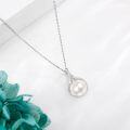 wholesale 925 Sterling Silver Pearl and Cubic Zirconia Accent Pendant Necklace for Women-0-2