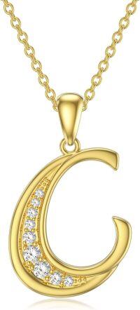 wholesale 14K Gold Moissanite A Z Initial Necklace for Women 16+2 -C