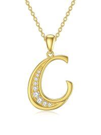 wholesale 14k Yellow Gold Lab Diamond Initial Letter Necklace Wholesale With Chain-C