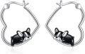 wholesale 925 Sterling Silver French Bulldog Heart Hoop Dangle Earrings Cute s for Women-0-0