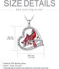 wholesale 925 Sterling Silver Red Enamel Cardinals in Love Heart Pendant Necklace for Women-0-3