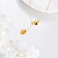 wholesale Gold 925 Sterling Silver Citrine Bee Pendant Lariat Necklace for Women-0-4