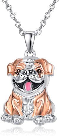 wholesale 925 Sterling Silver Bulldog Pendant Necklace for Women Dog Lovers and Moms-English Bulldog