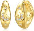 wholesale Gold-plated 925 Sterling Silver Moon & Star Hoop Earrings for Women-0-0