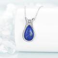 wholesale Sterling Silver Lapis Lazuli Larimar Labradorite Rose Quartz Peridot Jade Teardrop Necklace for Women-0-2