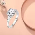 TOUPOP Sterling Silver Moissanite D Color VVS1 Diamond Engagement Ring-0-5