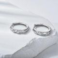 wholesale 925 Sterling Silver & 925 Sterling Silver White Gold Plated Moissanite Round Cut Huggie Hoop Earrings for Women - Gift Idea (Mother's Day/Christmas)-0-2