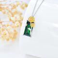 wholesale 925 Sterling Silver Green Created Emerald Sunflower Tulip Lotus Pendant Necklace-0-1
