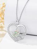 wholesale 925 Sterling Silver Butterfly & Rose Heart Pendant Necklace for Women-0-2