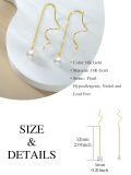 TOUPOP 14K Gold Freshwater Pearl Threading Tassel Dangle Earrings-0-3