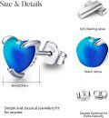wholesale 925 Sterling Silver Blue Opal Heart Studs & Necklaces Set for Women - Hypoallergenic -0-5