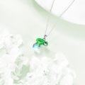 wholesale 925 Sterling Silver Green Frosted Moonstone Pendant Necklace for Women Girls  43mm Long Chain Length-0-4