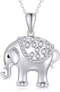 wholesale 14K White Gold Diamond Elephant Pendant Necklace for Women 20 Inches-0-0