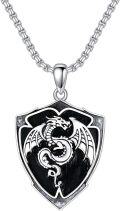 wholesale 925 Sterling Silver Metal Dragon Shield Pendant Necklace  for Women and Men - Valentines Gift Idea-0-0